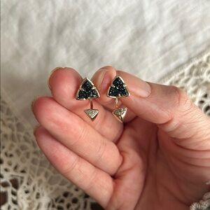 Kendra Scott Perry Ear Jacket Earrings in Gold and Black Drusy